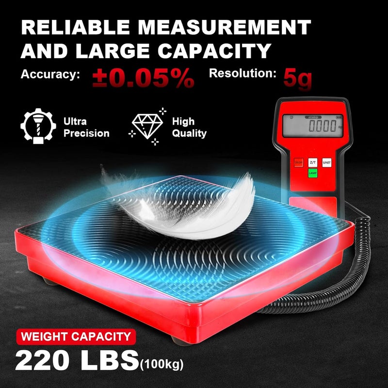 Yellow Jacket Refrigerant Scale 220 LBS with Portable Case High Precision HVAC Freon Scale Electronic Refrigerant Charging Weight Scale for Recovery Tanks - Image 4